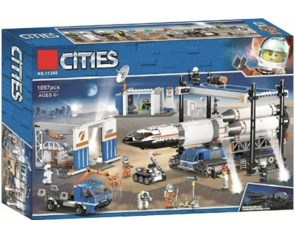 Конструктор City 11388 Площадка для сборки и транспорт для перевозки ракеты, 1097 деталей