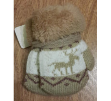 Детские зимние рукавички 6 мес - 2 года. Теплые, мягкие на веревочке Бежевый