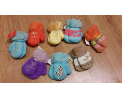 Детские зимние рукавички 6 мес - 2 года. Теплые, мягкие на веревочке