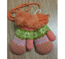 Детские зимние рукавички 6 мес - 2 года. Теплые, мягкие на веревочке Оранжевый