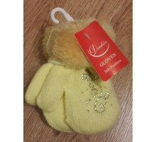 Детские зимние рукавички 6 мес - 2 года. Теплые, мягкие на веревочке Желтый