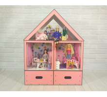 Домик для Барби 3107 Особняк Барби. 2 этажа. 3 комнаты, с обоями, мебелью, шторками, текстилем и BOX