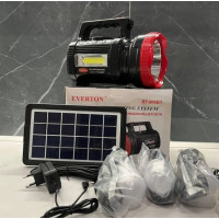 Фонарь переносной с солнечной портативной батареей Solar RT-901BT Повербанк Bluetooth Колонка LED лампы MP3
