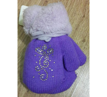 Детские зимние рукавички 6 мес - 2 года. Теплые, мягкие на веревочке фиолетовый