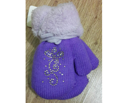 Детские зимние рукавички 6 мес - 2 года. Теплые, мягкие на веревочке фиолетовый