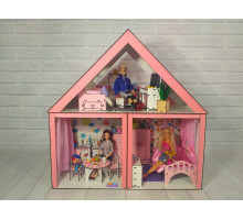 Домик для Барби 3104 Особняк Барби. 2 этажа. 3 комнаты, с обоями, мебелью, шторками и текстилем