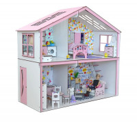 Домик для кукол Барби 3125 Волшебный Коттедж с мебелью, обоями и текстилем. 2 этажа. 4 комнаты