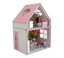 Домик для кукол Барби 3122 Загородный домик с мебелью, обоями и текстилем. 2 этажа